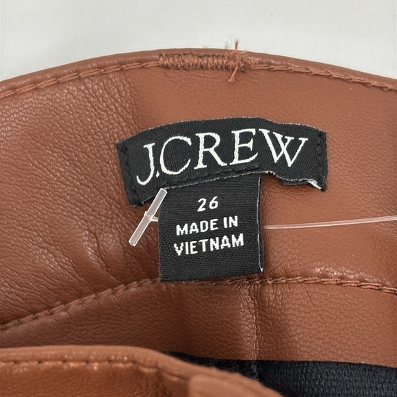 J. Crew Slim wide-leg pant in faux leather in brown sugar size 26 NWT BU138 - Picture 6 of 13